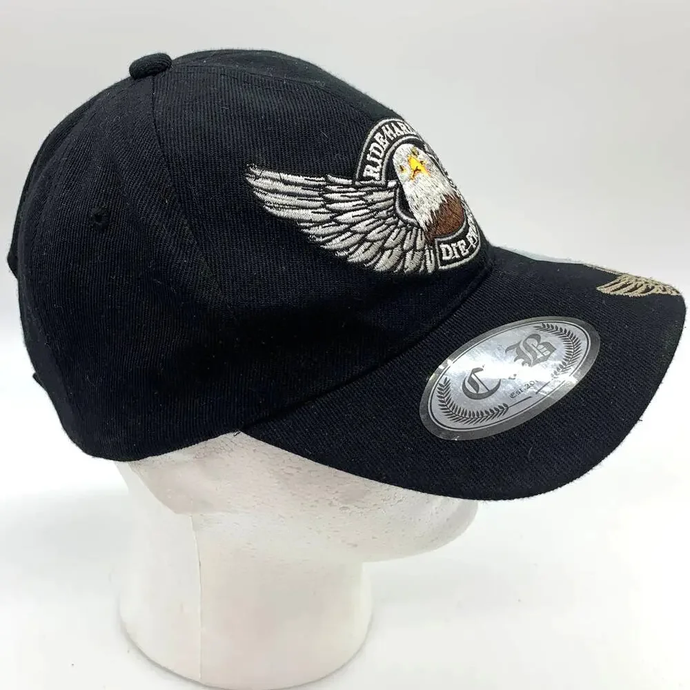 Capbai Ride Hard Die Free Motorcycle Cap One Size Fit All Black Color